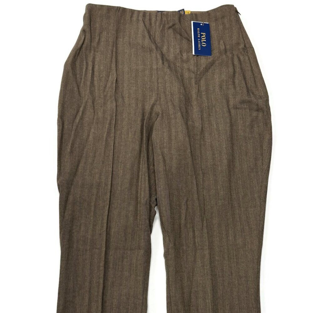 Polo Ralph Lauren Pants‎ Womens 12 Brown Chevron Wool Blend New Career Dress
